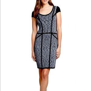Milly Black & White Space Dye Knit Bodycon Dress Sz XS